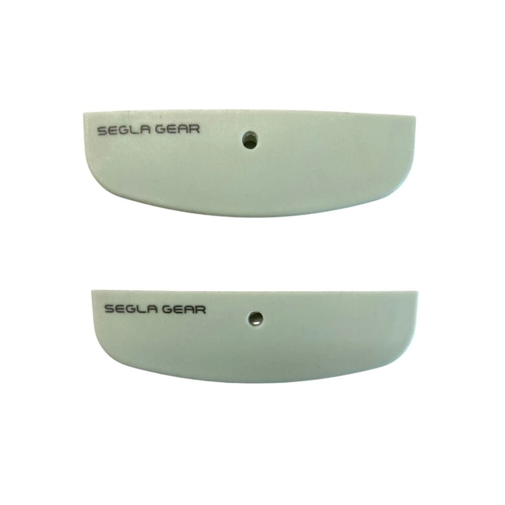 Mint green Segla Viper and Narwhal screw-in rock tips showing two protection lengths
