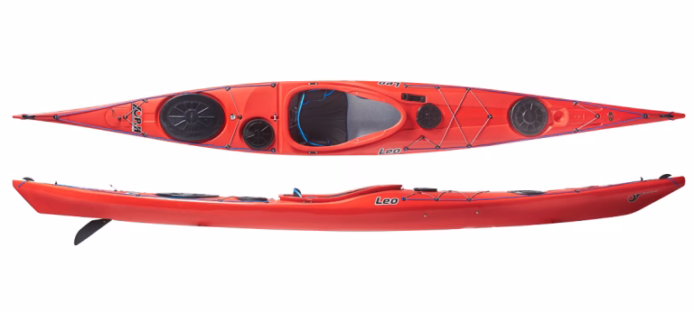P&H Leo MV sea kayak in CoreLite X construction, Scarlet, side profile