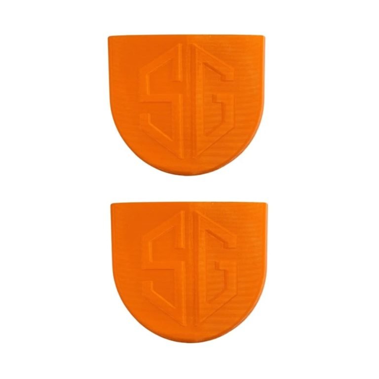Pair of orange Segla Ikigai silicone Greenland paddle rock tips