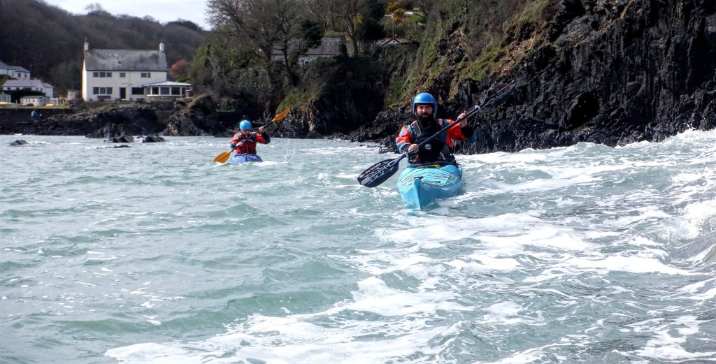 Sea kayakers developing independent paddling skills for the Paddle UK Sea Kayak Award