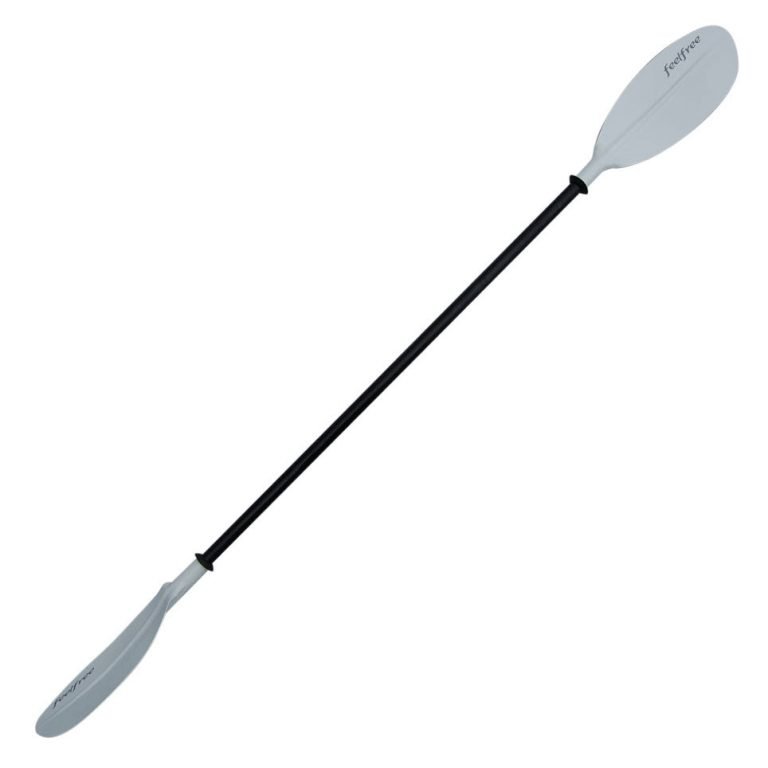 Feelfree Day Tourer alloy kayak paddle with white blades and black shaft