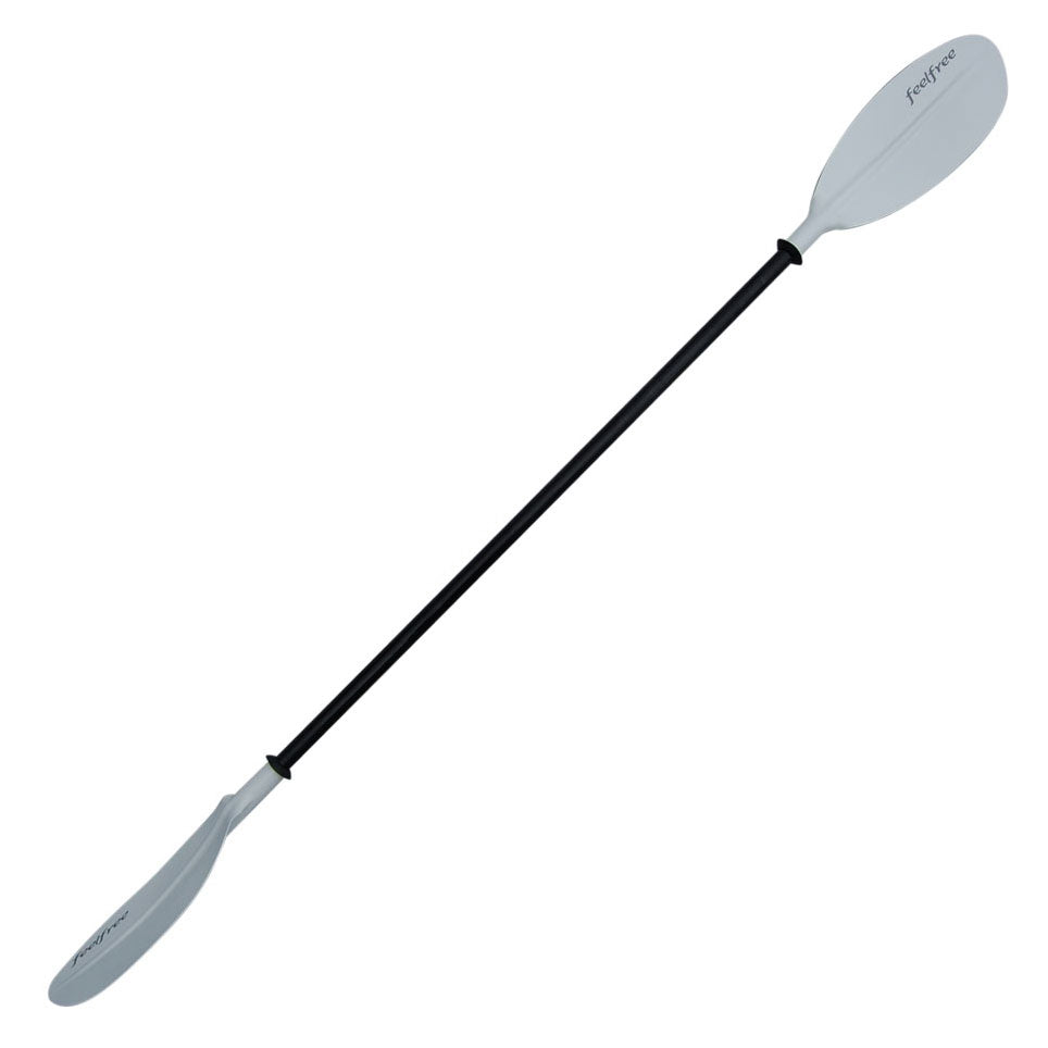 Feelfree Day Tourer alloy kayak paddle with white blades and black shaft